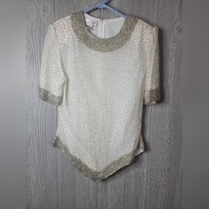 Vintage silk beaded blouse holidays celebrations read description please